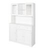 Kitchen Pantry Storage Cabinet, Modern Buffet Cabinet with Hutch, Food Pantry Cabinet with Doors and Shelves Wine Rack for Dining Room, White