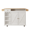 Kitchen Island Trolley With Solid Wood Top, Wine Storage, Spice Rack, Towel Rack, Wine Glass Holder