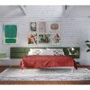 Jaxx Panelist Modern Padded Headboard – Set of 4 Wall Mounted Panels (Each 11.25" x 30") - Queen, Cypress Green Microvelvet