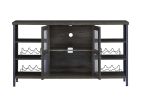 Industrial Wine Bar Cabinet, Liquor Storage Credenza, Sideboard with Wine Racks & Stemware Holder (Dark Grey, 55.12''w x 13.78''d x 30.31' ' h)