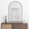 36"*24"Aluminum alloy fine-edged right-angle arched black wall mirror Decorative Bathroom Mirror with Elegant Scalloped Design (Double sided)