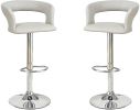Bar Stool Counter Height Chairs Set of 2 Adjustable Height Kitchen Island Stools Grey PVC / Faux Leather