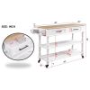 56 inch Rolling Kitchen Island with Storage,Kitchen Cart with Solid OAK Wood Top,Two-sided Kitchen island Cart on Wheels ,Wine and Spice Rack