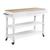 56 inch Rolling Kitchen Island with Storage,Kitchen Cart with Solid OAK Wood Top,Two-sided Kitchen island Cart on Wheels ,Wine and Spice Rack