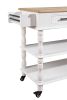 56 inch Rolling Kitchen Island with Storage,Kitchen Cart with Solid OAK Wood Top,Two-sided Kitchen island Cart on Wheels ,Wine and Spice Rack