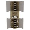 Obregon Corner Bar Cabinet, Ten Built-in Wine Rack, Single Door Macadamia / Taupe