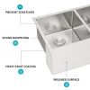 Double Bowl (50/50) Farmhouse Sink - 33"x21"x10" Stainless Steel Apron Front Kitchen Sink 16 Gauge with Two 10" Deep Basin