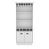 Dundee 70-Inch High 10-Glass Bar Cabinet with 5 Cubbies and 3 Open Shelves and Cabinet White