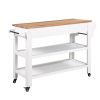 57 inch Rolling Kitchen Island with Storage,Kitchen Cart with Solid OAK Wood Top,Two-sided Kitchen island Cart on Wheels ,Wine and Spice Rack
