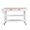57 inch Rolling Kitchen Island with Storage,Kitchen Cart with Solid OAK Wood Top,Two-sided Kitchen island Cart on Wheels ,Wine and Spice Rack