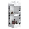 FM FURNITURE Lamer Corner Bar Cabinet with Wine Rack and Open Shelf, White