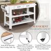 57 inch Rolling Kitchen Island with Storage,Kitchen Cart with Solid OAK Wood Top,Two-sided Kitchen island Cart on Wheels ,Wine and Spice Rack