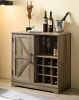 Wine Bar Cabinet for Liquor and Glasses, Farmhouse Coffee Bar, Cabinet with Wine Rack Barn Door Buffet Sideboard Cabinet with Drawer