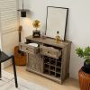 Farmhouse Liquor Cabinet Bar Cabinet with 2 Drawers, Wine Bar Cabinet with Removable Wine Racks Storage Shelves, Cupboard for Kitchen, Dining Room