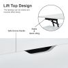 39" Wood Lift Top Coffee Table with Hidden Compartment and Storage Shelf for Living Room, Reception Room, White