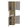 Obregon Corner Bar Cabinet, Ten Built-in Wine Rack, Single Door Macadamia / Taupe