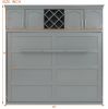 Queen Size Murphy Bed Wall Bed with Top Cabinets & Wine Rack ,Gray