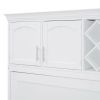 Queen Size Murphy Bed Wall Bed with Top Cabinets & Wine Rack ,White