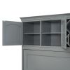 Queen Size Murphy Bed Wall Bed with Top Cabinets & Wine Rack ,Gray
