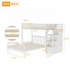 Twin over Full Loft Bed with Staircase,White