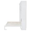 Queen Size Murphy Bed Wall Bed with Top Cabinets & Wine Rack ,White