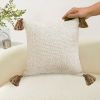SOGA 2X 50cm Beige Rib Knit Throw Pillow Cover
