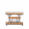 Painted Bar Cart, With Wine Rack And Glass Holder, For Kitchen, Serving, Hotel, Brown