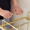 Electroplated Glass Bar Cart, With Wine Rack And Glass Holder, For Kitchen, Serving, Hotel Gold