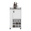Bar Cart with 6 Built-in Wine Rack and Casters, White