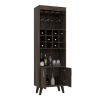 Oslo Bar Cabinet, Twelve Built-in Wine Rack, Double Door Cabinet, Two Shelves -Dark Walnut