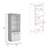 Dundee 70-Inch High 10-Glass Bar Cabinet with 5 Cubbies and 3 Open Shelves and Cabinet White