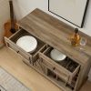 Farmhouse Liquor Cabinet Bar Cabinet with 2 Drawers, Wine Bar Cabinet with Removable Wine Racks Storage Shelves, Cupboard for Kitchen, Dining Room