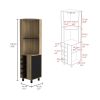 Kaia 70" Tall Corner Bar Cabinet With Four Shelves, Ten Wine Bottle Cubbies and Stemware in Natural Oak - Black