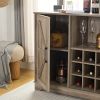 Wine Bar Cabinet for Liquor and Glasses, Farmhouse Coffee Bar, Cabinet with Wine Rack Barn Door Buffet Sideboard Cabinet with Drawer