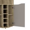Obregon Corner Bar Cabinet, Ten Built-in Wine Rack, Single Door Macadamia / Taupe