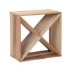 Set of 2 24 Bottle Wine Rack, Wine Storage Cube for Bar Kitchen Cellar, Wood Crate in Natural