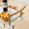 2-Tier Bar Cart,Gold Wine Cart With Wine Rack & Glass Holder,Mobile Bar Serving Cart,for Party,Home,Rolling Drink Trolley For Living Room