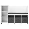 VEVOR Kids Reading Nook Bench, Toddler Bookshelf and Bookcase with Detachable Seat Cushion, 6-Cubby Storage Organizer Bench with 3 Drawers