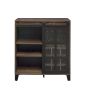 Rustic Oak and Black Wine Cabinet with Door