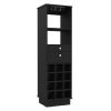 Classic Bar Cabinet; Two Drawers; Twelve Built-in Wine Rack-Black