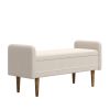 Teddy velvet storage stool, ,with storage space, suitable for apartments, living rooms and bedrooms-BEIGE(45.98"*16.75"*21.75")
