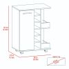 Bar Cart; Two External Shelves; Four Casters; Six Built-in Wine Rack; Single Door Cabinet -Black