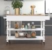 56 inch Rolling Kitchen Island with Storage,Kitchen Cart with Solid OAK Wood Top,Two-sided Kitchen island Cart on Wheels ,Wine and Spice Rack