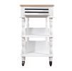 56 inch Rolling Kitchen Island with Storage,Kitchen Cart with Solid OAK Wood Top,Two-sided Kitchen island Cart on Wheels ,Wine and Spice Rack
