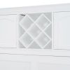 Queen Size Murphy Bed Wall Bed with Top Cabinets & Wine Rack ,White