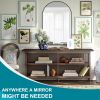 36"*24"Aluminum alloy fine-edged right-angle arched black wall mirror Decorative Bathroom Mirror with Elegant Scalloped Design (Double sided)
