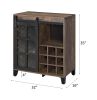 Rustic Oak and Black Wine Cabinet with Door