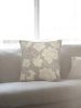 Handmade Floral Embroidered Cotton Chambray Throw Pillow Cover  20x20 inches