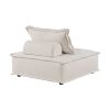 Living Room Furniture Tufted Accent Chair with Bolster Pillow Beige Boucle Fabric Upholstered 1pc Modern Modular Armless Chair Solid Wood