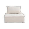 Living Room Furniture Tufted Accent Chair with Bolster Pillow Beige Boucle Fabric Upholstered 1pc Modern Modular Armless Chair Solid Wood